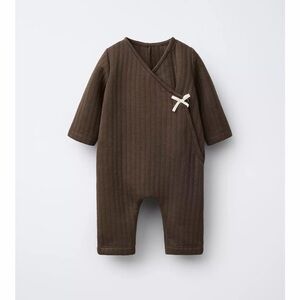 Zara Chocolate Brown Quilted Baby Onesie 1-3mo
